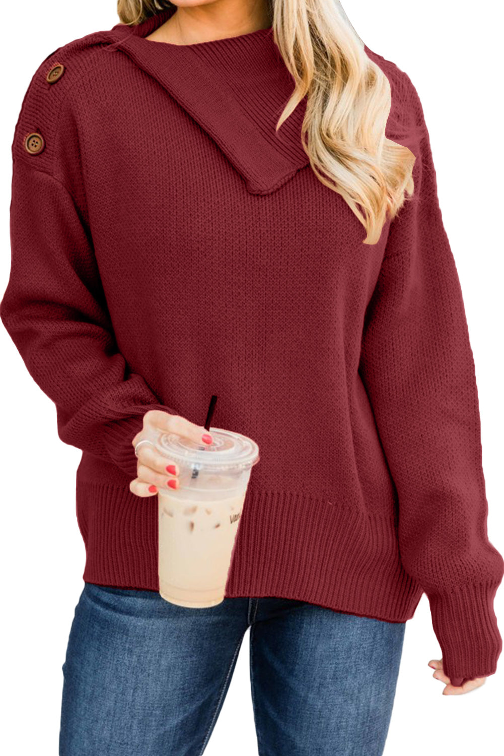 Textured V-Neck Sweater