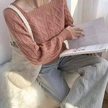 Textured Cropped Sweater