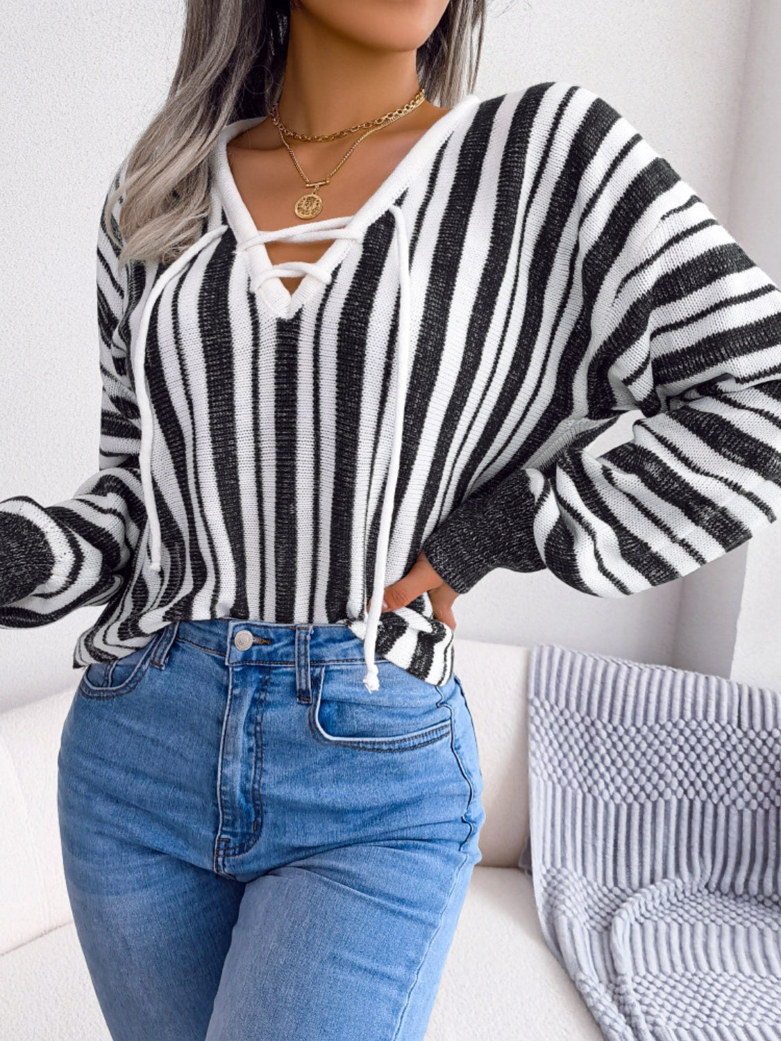 Textured Striped Sweater