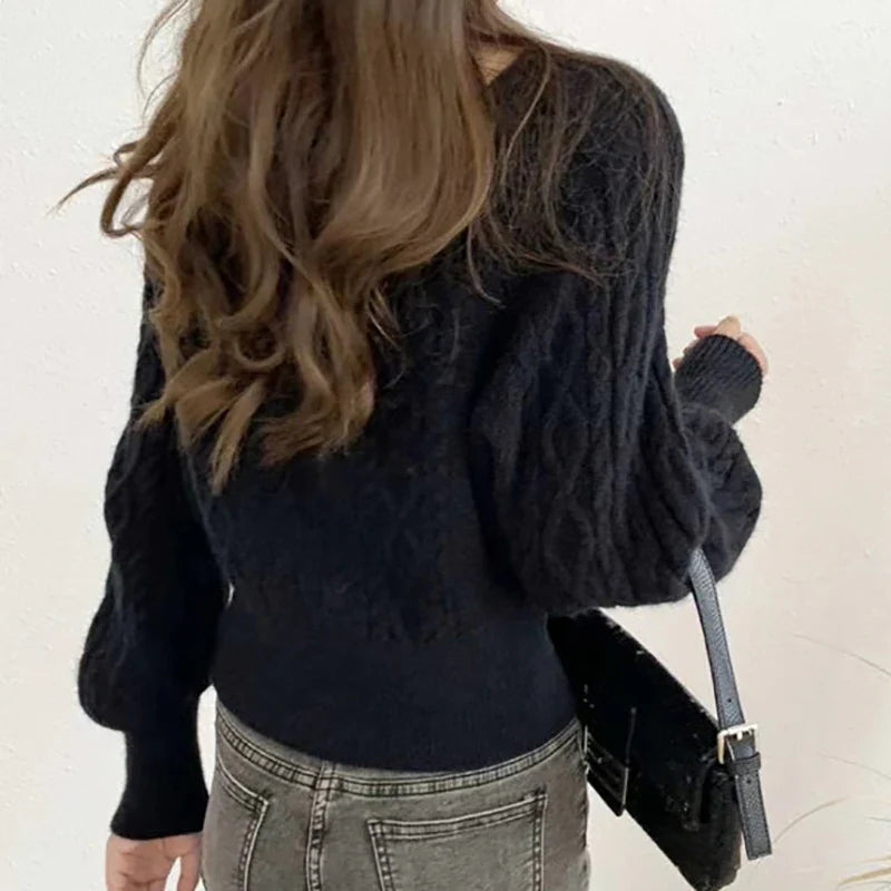 Textured Cropped Sweater