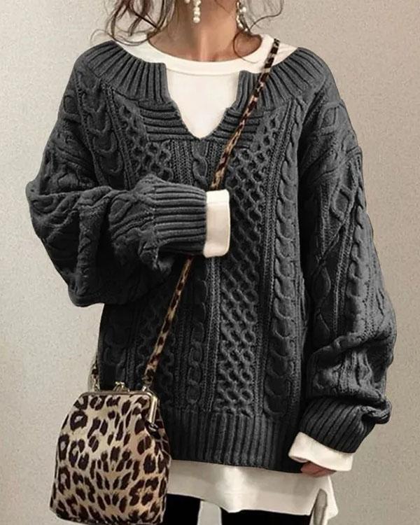 Textured Buttoned Sweater