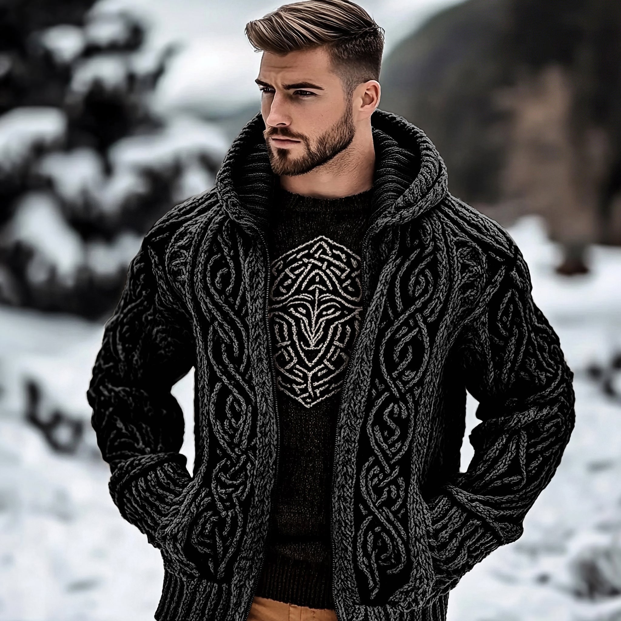 Textured Buttoned Sweater