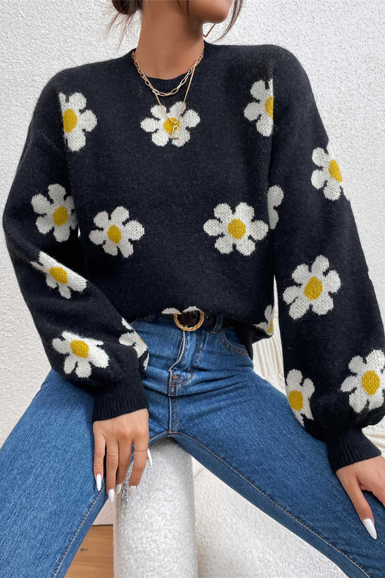 Textured Buttoned Sweater