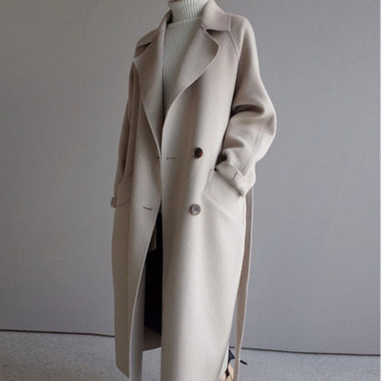 Layered Double-Breasted Coat