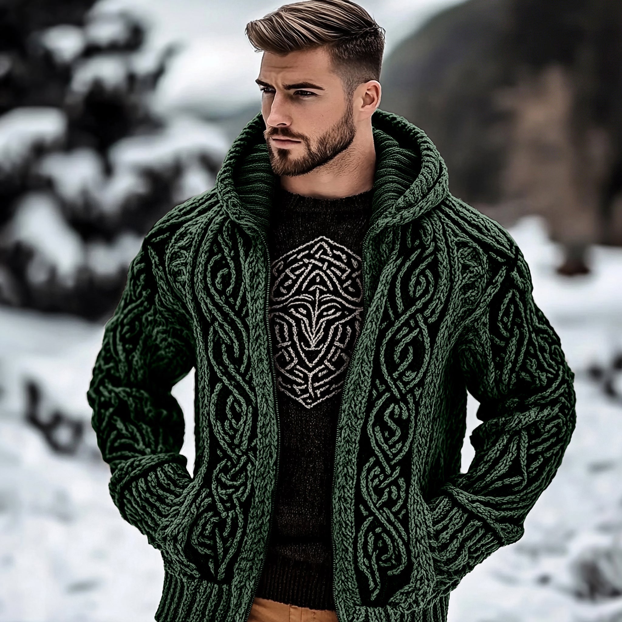 Textured Buttoned Sweater