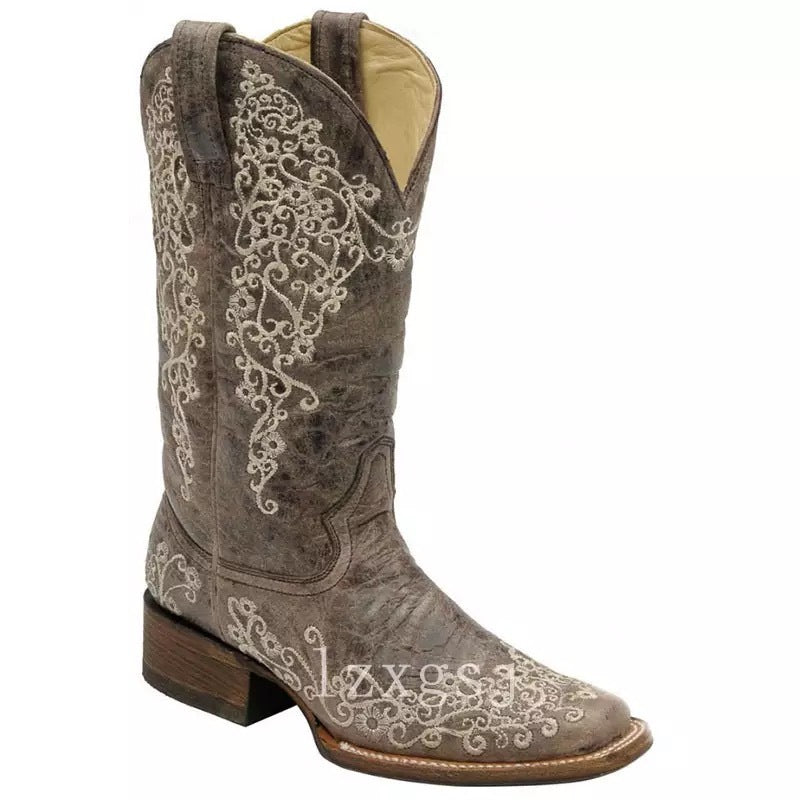 Natural Block-Heel Boots