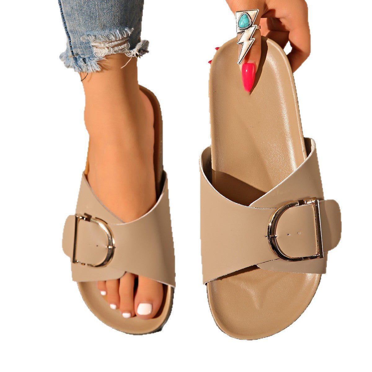 Natural Open-Toe Sandals