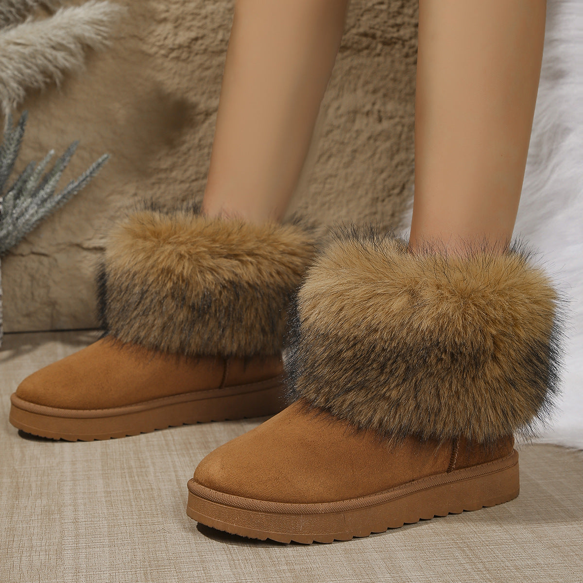 Natural Block-Heel Boots