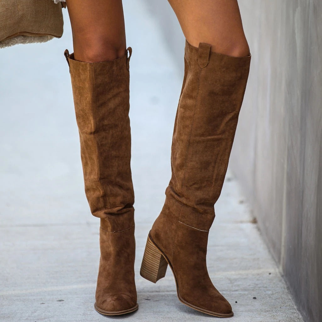 Natural Faux-Suede Boots