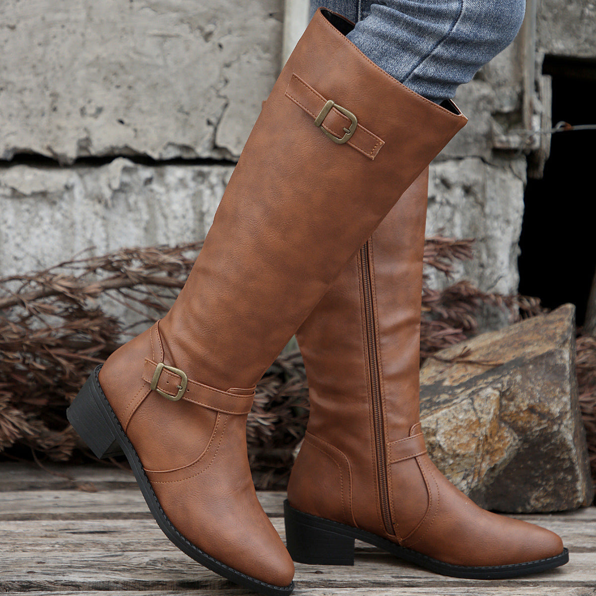 Light Buckled Boots