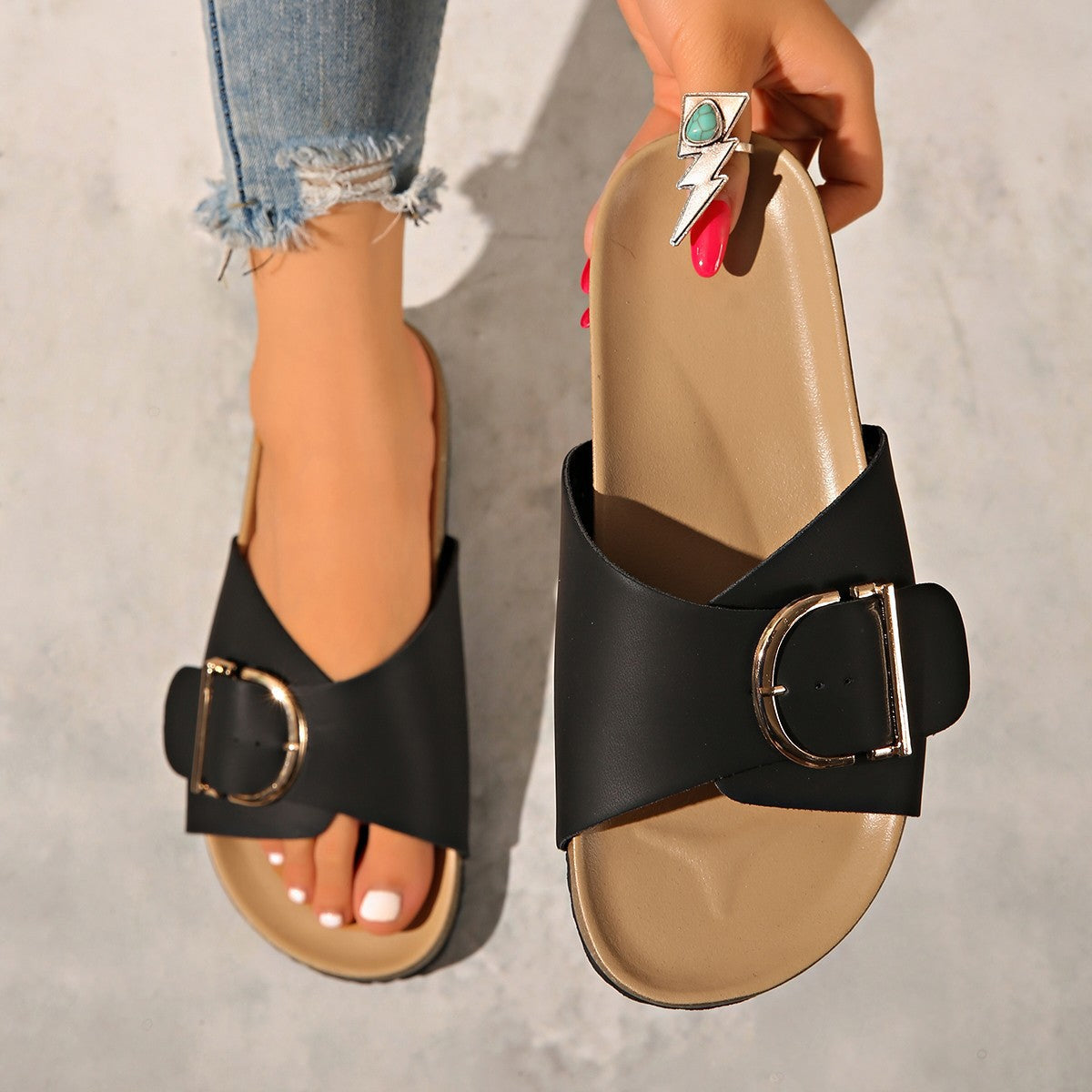 Natural Open-Toe Sandals