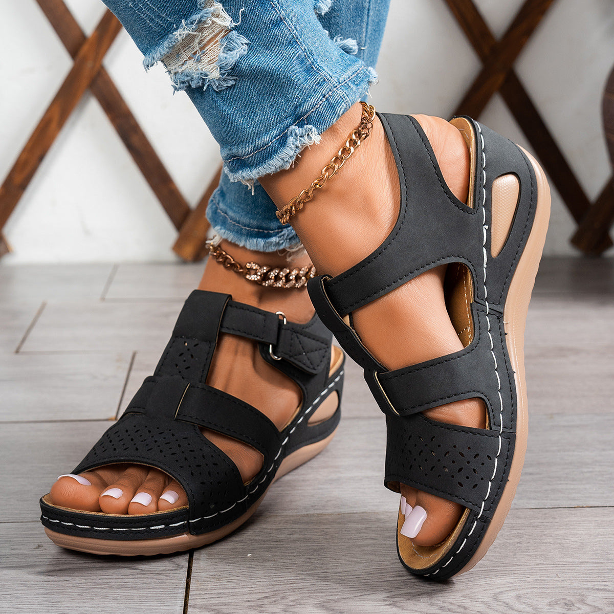 Clean Lace-Up Sandals