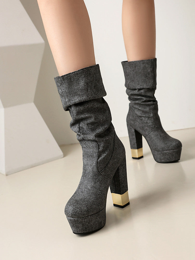 Warm Block-Heel Boots