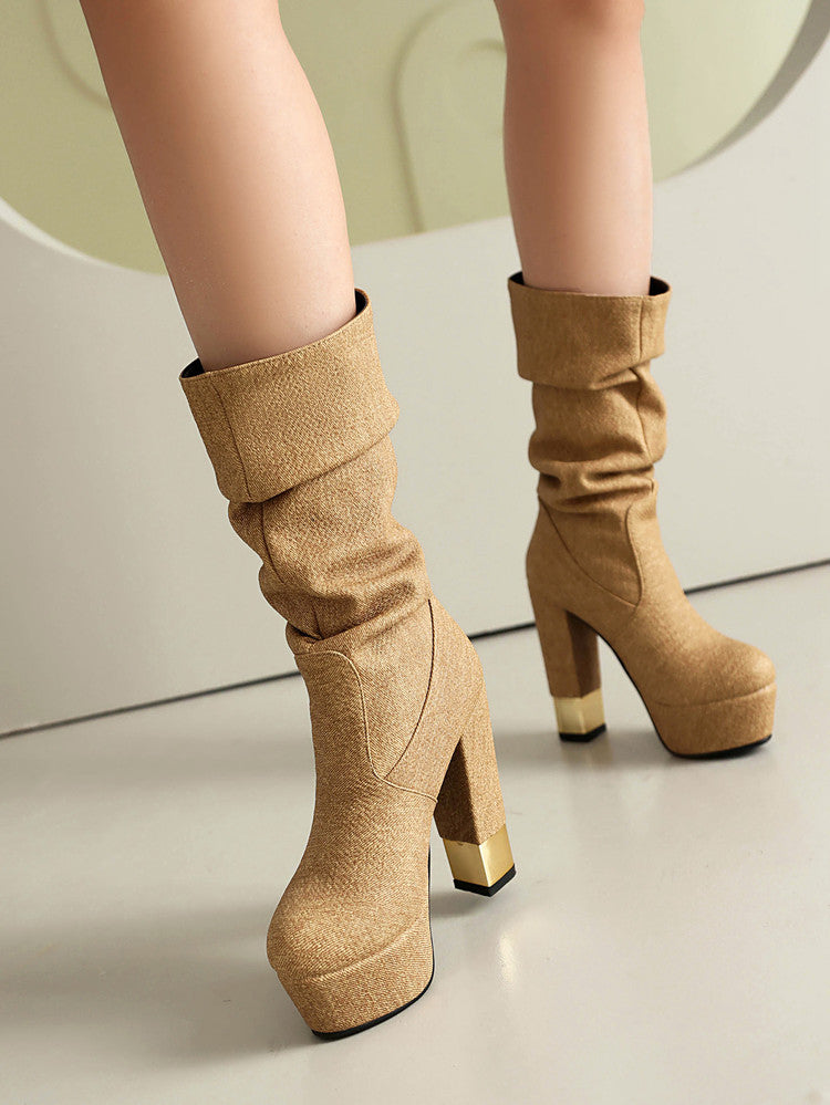 Warm Block-Heel Boots