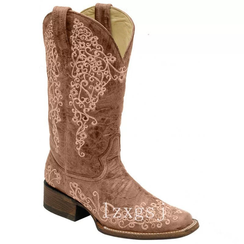 Natural Block-Heel Boots