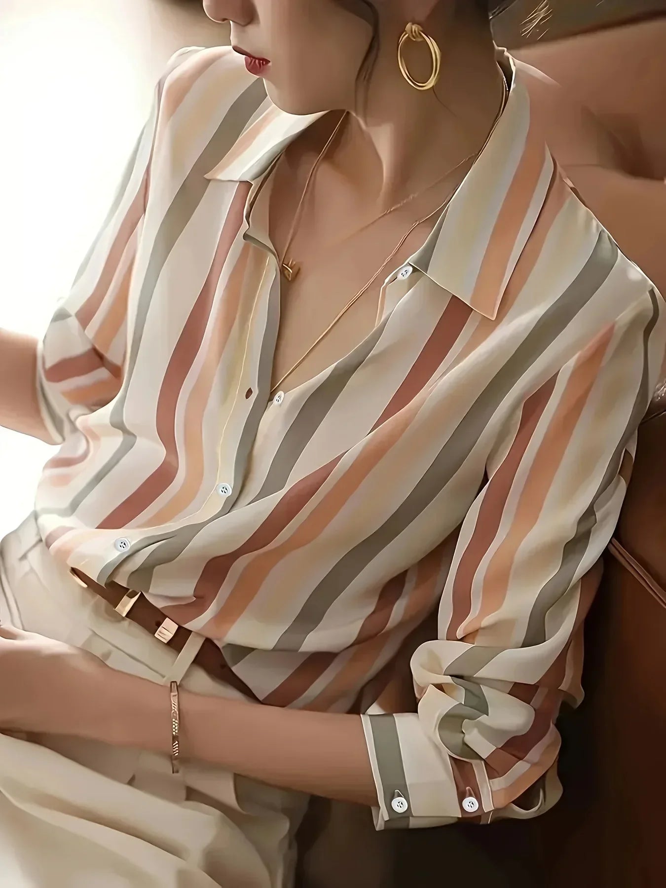 Natural Puff-Sleeve Blouse