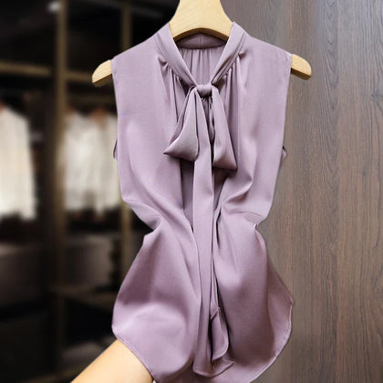 Simple Tie-Neck Blouse