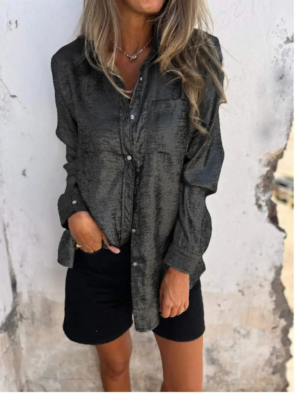 Graceful Short-Sleeve Blouse