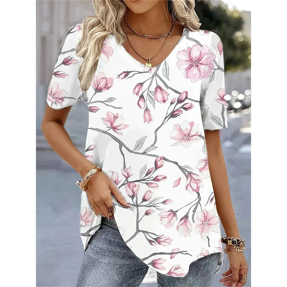 Natural Short-Sleeve Blouse