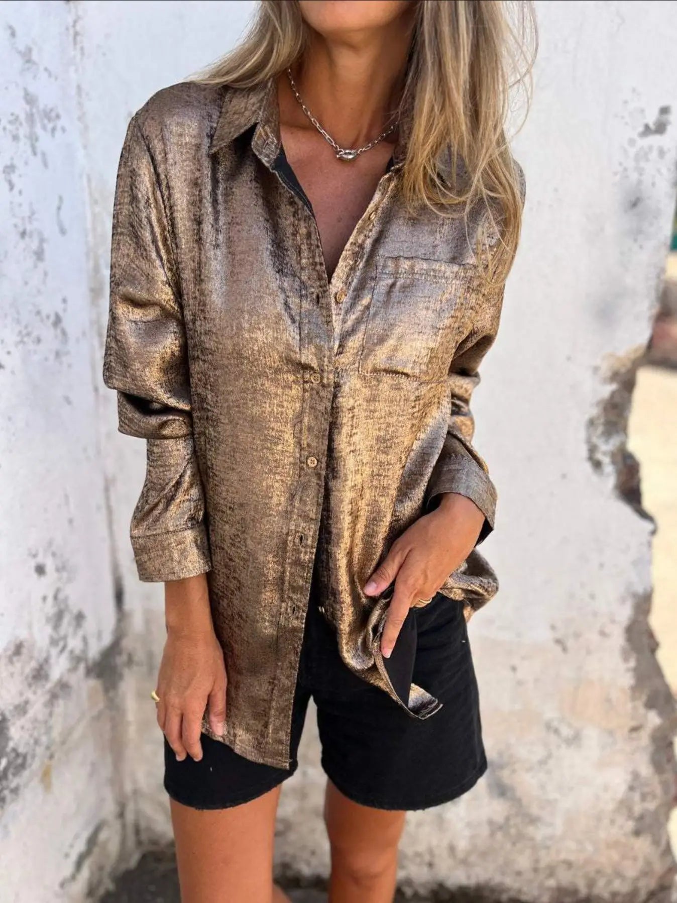 Graceful Short-Sleeve Blouse
