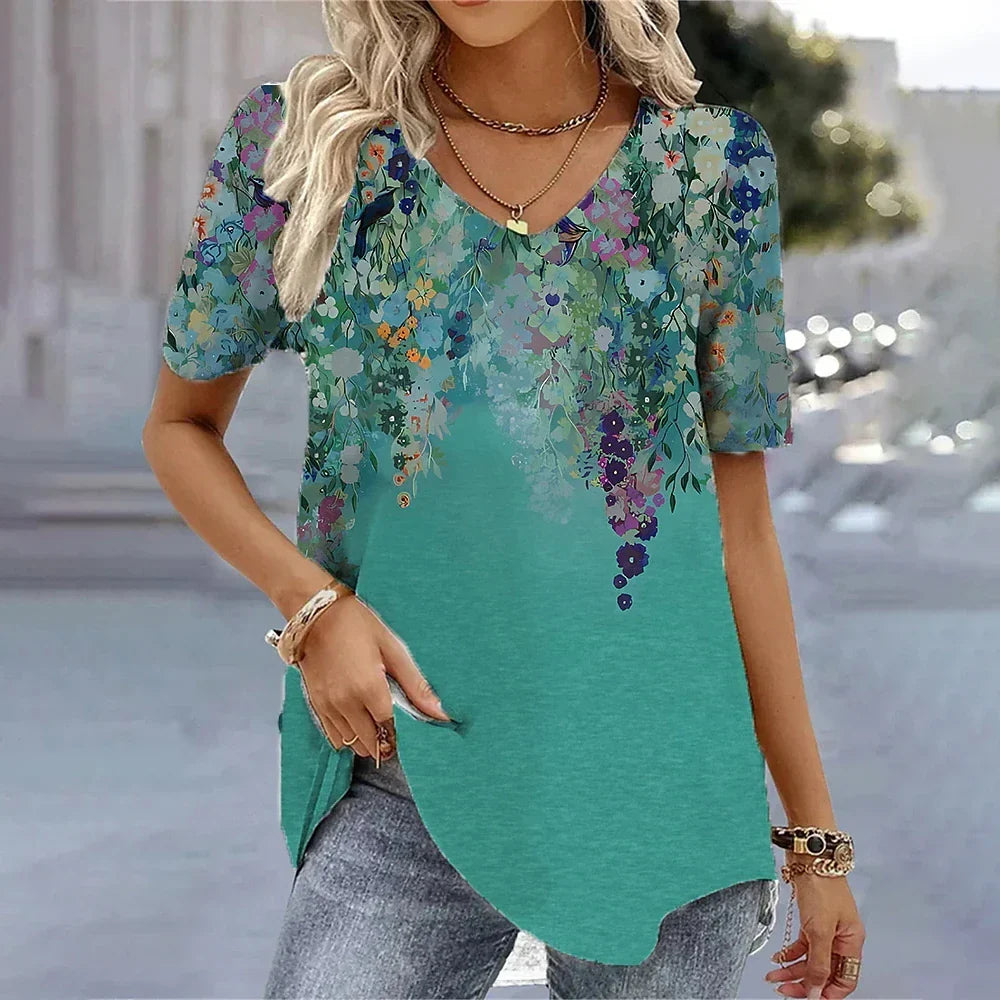 Natural Short-Sleeve Blouse