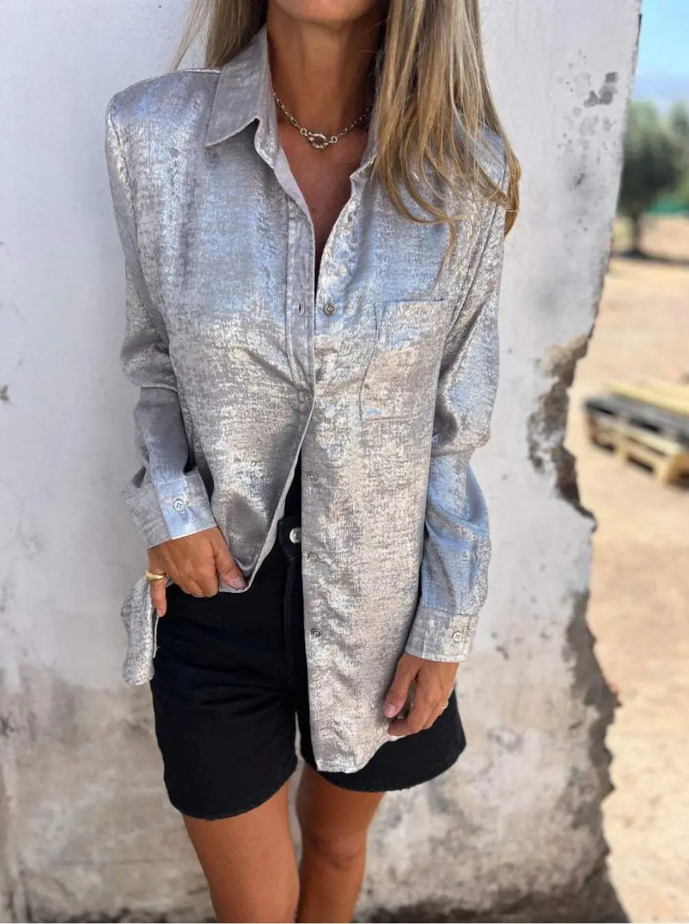 Graceful Short-Sleeve Blouse
