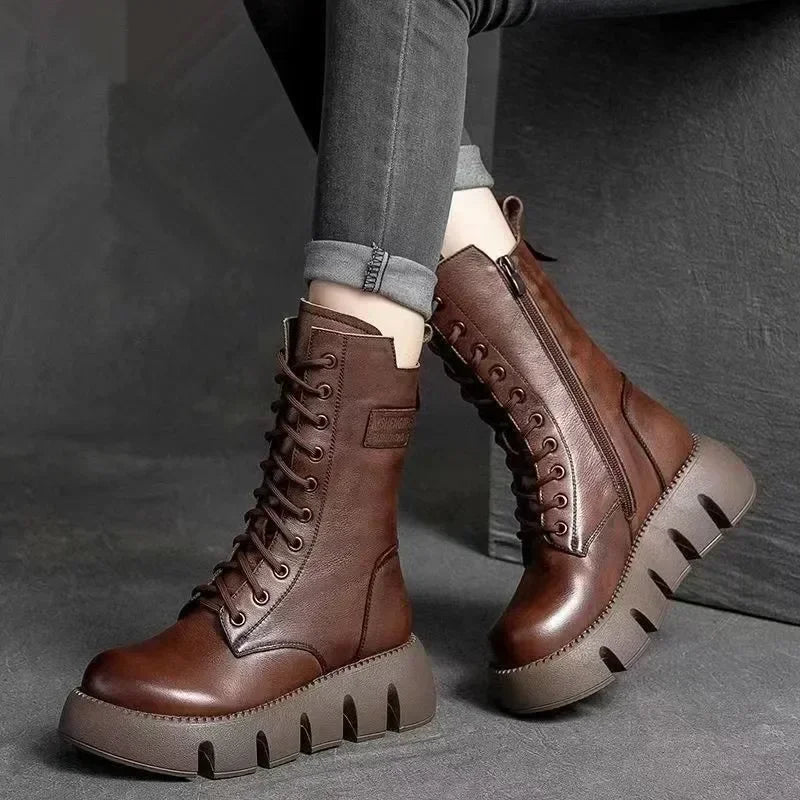 Natural Faux-Suede Boots