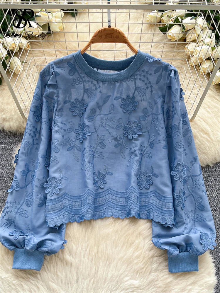Simple Puff-Sleeve Blouse