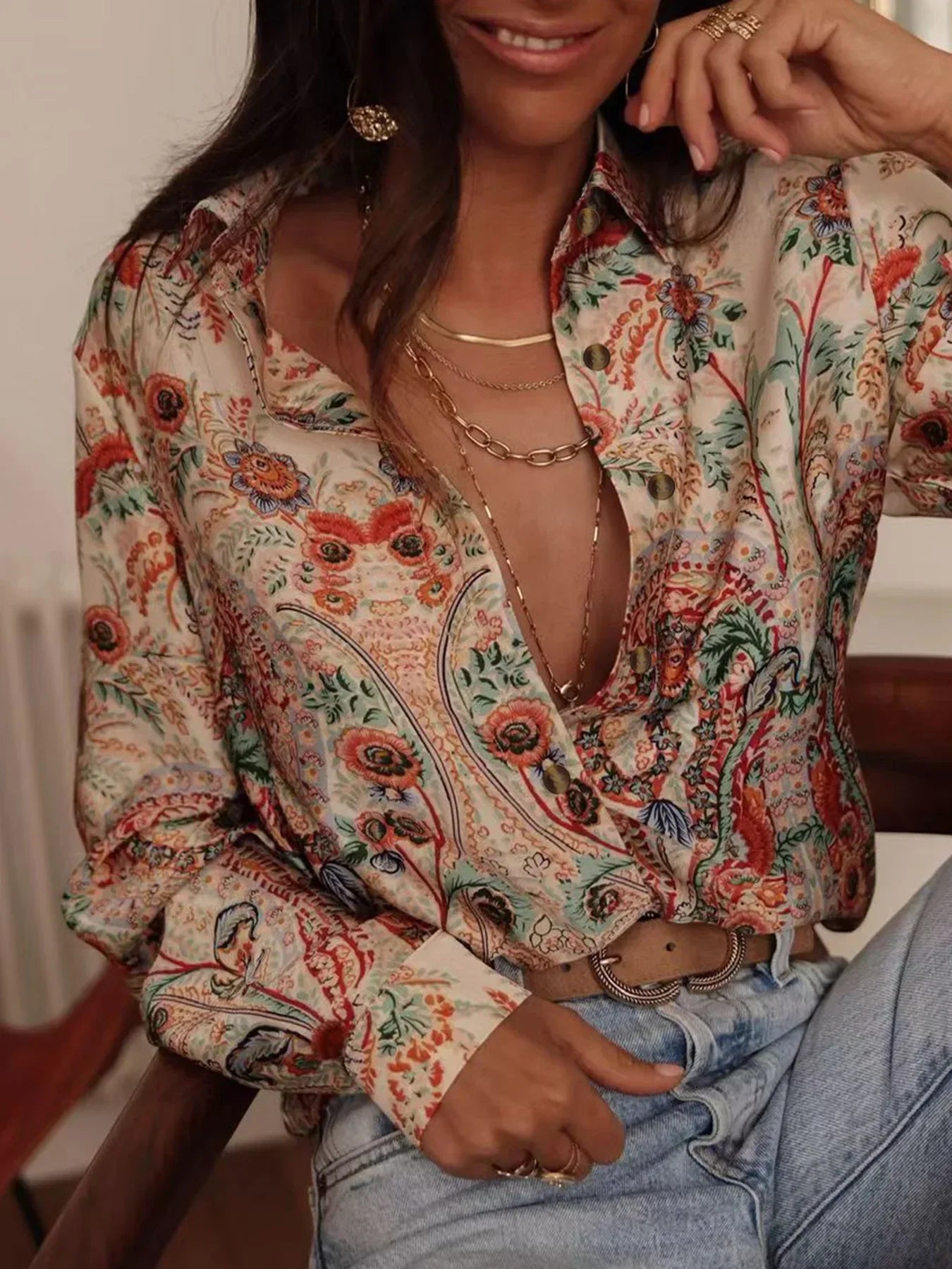 Natural Puff-Sleeve Blouse