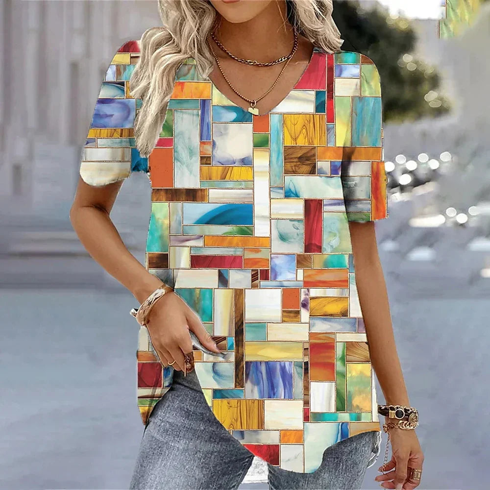 Natural Short-Sleeve Blouse
