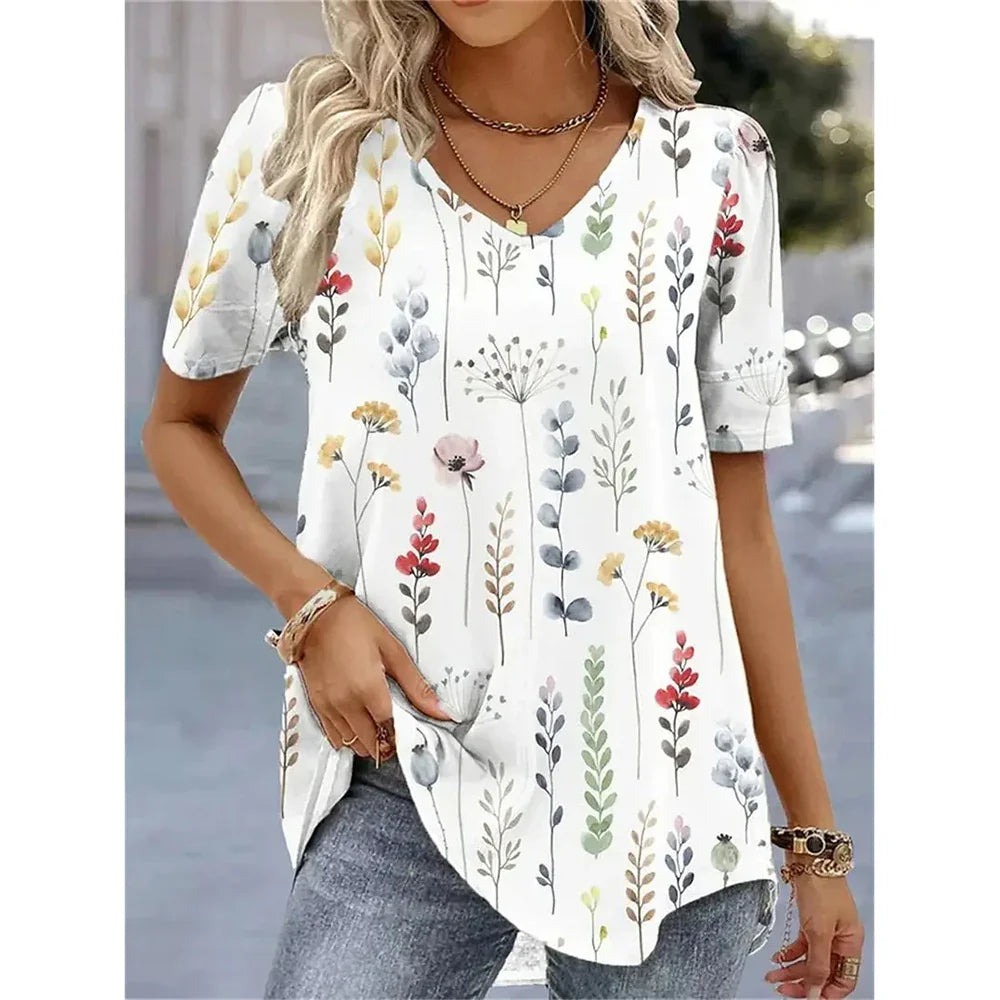Natural Short-Sleeve Blouse