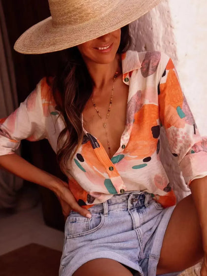 Natural Puff-Sleeve Blouse
