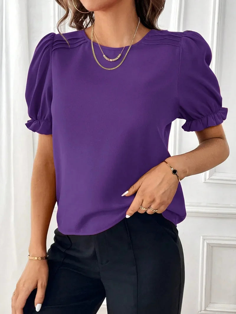 Natural Puff-Sleeve Blouse