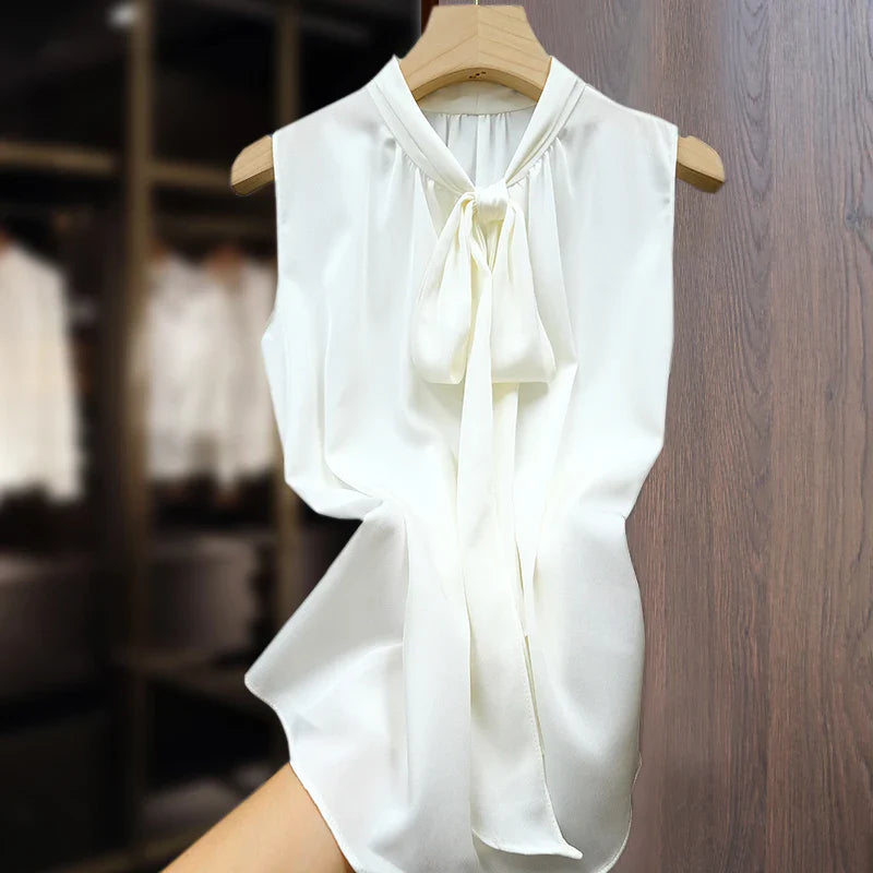Simple Tie-Neck Blouse