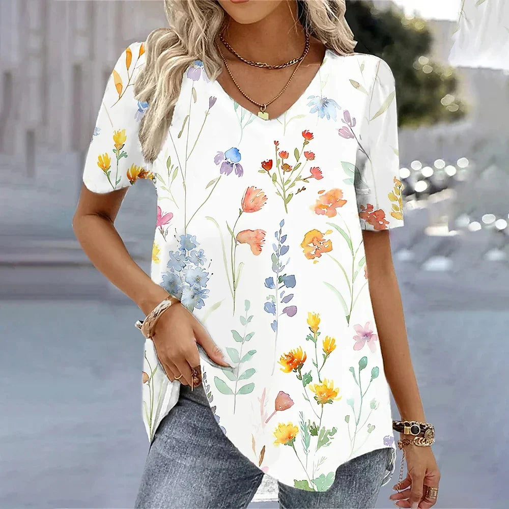 Natural Short-Sleeve Blouse