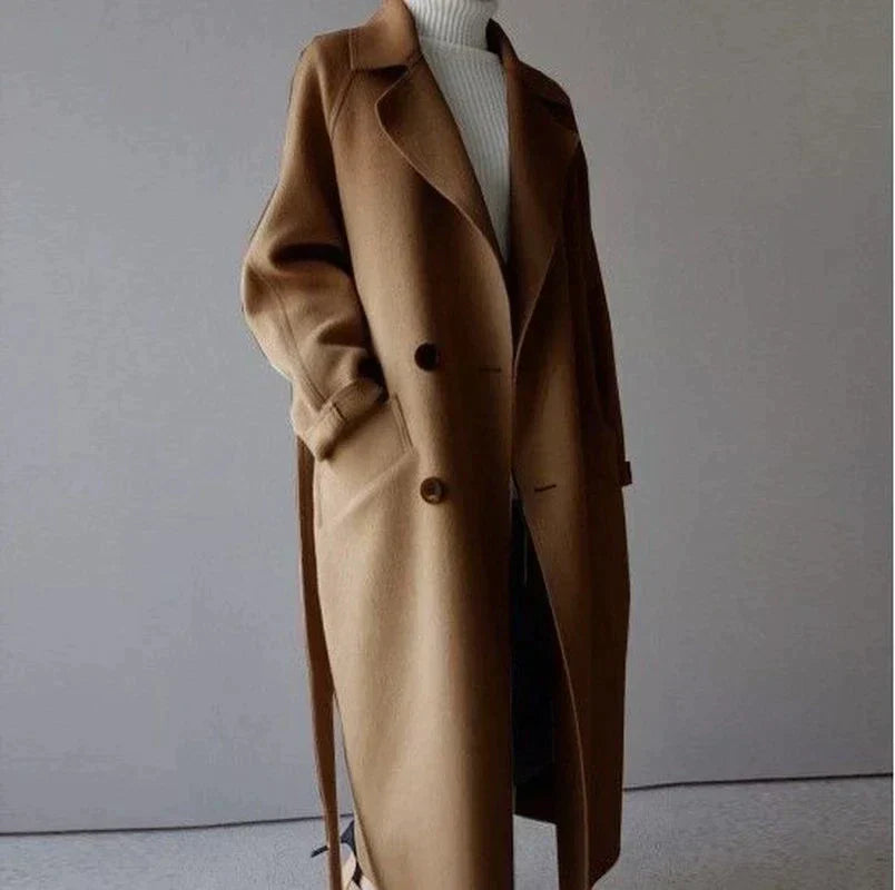 Layered Double-Breasted Coat