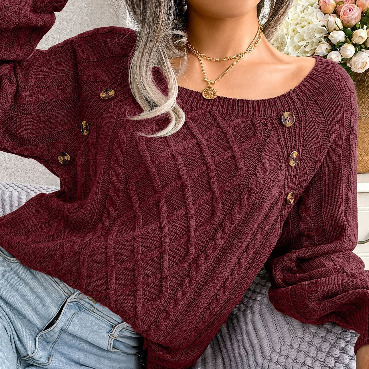 Textured Cropped Sweater